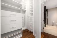 Every detail of the luxurious closet system was crafted to maximize storage with everyday ease in mind.