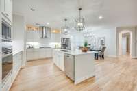 Gorgeous newly remodeled kitchen with oversized island and built in storage underneath