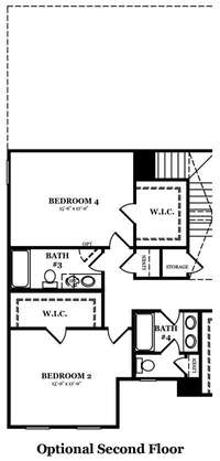 Third bath option on second floor *Picture not of actual home