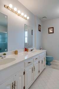 One of the upstairs full bathroom, adorable tile floors