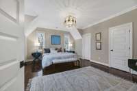 Upstairs bedroom with 9 foot ceilings