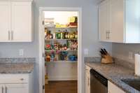 The walk-in pantry offers additional storage helping keep the kitchen organized and clutter free.  Perfect area to store small appliances and overstock items