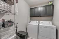 A laundry room you can actually walk into and plenty of space for your supplies.  Enough room to add a folding table too.  This is located upstairs with the three bedrooms for ease of use.