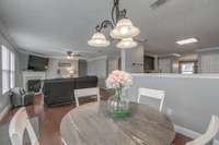 View into your living area for an open concept but just separated enough to keep kitchen messes private.