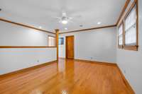 Hardwood Flooring in Rec Room on Second Floor