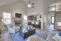 Vaulted ceilings makes this room feel huge