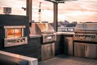 Grill area with pizza oven.
