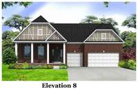 Adams Elevation 8. Photo is a rendering, not actual home. One of seven floorplans available. 3 CAR GARAGE INCLUDED IN BASE PRICE!