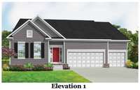 Adams Elevation 1. Photo is a rendering, not actual home. One of seven floorplans available. 3 CAR GARAGE INCLUDED IN BASE PRICE!