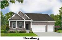 Adams Elevation 3. Photo is a rendering, not actual home. One of seven floorplans available. 3 CAR GARAGE INCLUDED IN BASE PRICE!