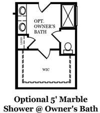 Adams Optional 5' Shower in Owner's Bath - 3 CAR GARAGE INCLUDED IN BASE PRICE.