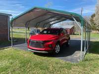 Carport is extra wide for that oversized vehicle.