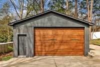 2 car detached garage with 9' door and extra side space for worktables / storage / etc.