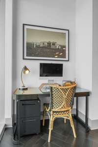 The nook in the secondary bedroom is perfect for a work from home desk