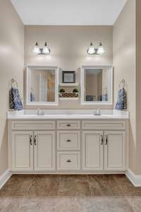 Double vanity in the master bathroom.