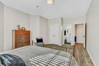 This Basement bedroom has a private entrance to the Bath.