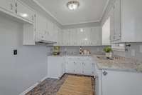 CRISP WHITE Kitchen Cabinets NEW Granite Countertops + New Paint