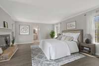 Virtually staged with a king sized bed - the primary suite is just an oasis - light filled and open