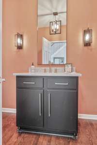 Powder room with a little color.