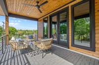Adjacent to the bonus room you have this third covered outdoor entertainment area with beautiful views of Green Hills