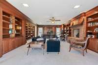 Library with walnut built ins