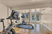Exercise Room with French Doors to back patio