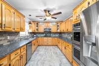 So much space to prepare meals and entertain family and friends. Notice the double ovens!