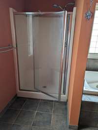 Main bathroom has a separate shower and a jetted tub.