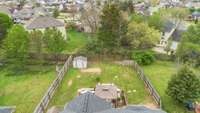 Aerial view of the backyard.