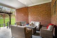 Covered patio with fireplace