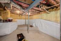 Well insulated and water proofed unfinished basement space.