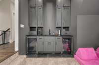 Wet bar with built ins and double mini refrigerators