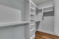 Spacious, built-in primary closet.