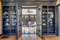 Large built-in bookcases perfect to showcase your treasures