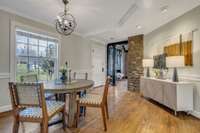 Beautiful dining area overlooks the front yard