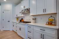 Kitchen with lots of cabinets for storage and pantry