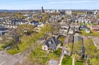 An aerial view showing the uniqueness of the home, the spaciousness of the lot, and the proximity to all of the exciting activity in The Nations.