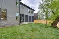 Sod covered backyard with total privacy fence.