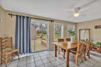 Sliding door leads to deck area between main house and the cabin house.