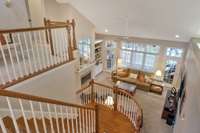 This is a view from the upstairs showing the family room.