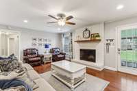 Family Room with wood burning fireplace