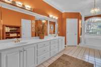Tons of countertop space and double vanities tops off this Master Bath suite