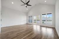 Second Floor Bonus Room opens to the outdoor private covered deck