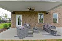 Optional covered patio or morning room on rear of home. Covered patio shown here.