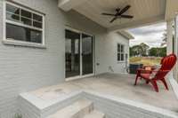 Just out your backdoor you'll find a large covered patio.