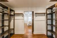 Sometimes you find a beautiful older home that's been renovated but there isn't much storage. That is not the case with this home. This primary suite has a huge closet so bring ALL your clothes and shoes!