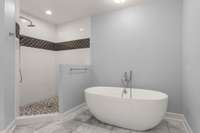 Large separate soaking tub