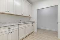 Laundry room with a walk-in storage closet