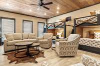 Interior of similar cabin in community.  Interior finishes and furnishings vary from cabin to cabin.