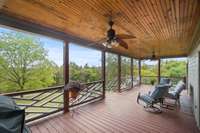 Relax on this amazing covered deck to wind down from a busy day or watch the wildlife as they pass through.